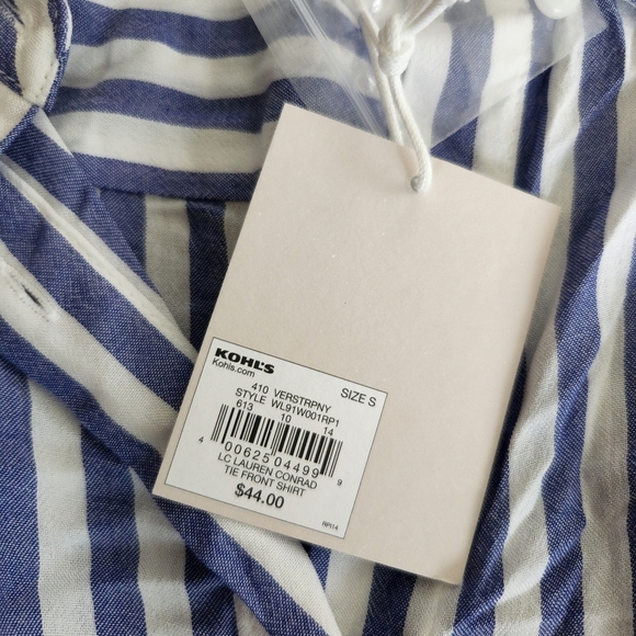 LAUREN CONRAD BLUE AND WHITE STRIPED BLOUSE, SIZE SMALL - Picture 5 of 5